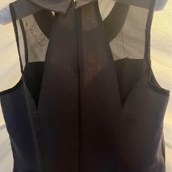 Modcloth 60s Style Slate Grey Box Pleat Dress with Mesh Inserts In Bodice and Ed - Picture 4 of 6